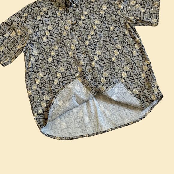 90s patterned mens shirt by Michael Austin, size L, mens tropical button down - Picture 6 of 10